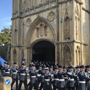 Parade of servicemen from RAF Honington and the voluntary band parading in Bury St Edmunds for Battle of Britain Day  Picture: ELLA WILKINSON