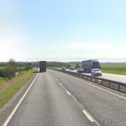 The A14 near Newmarket has partially closed following an incident