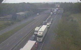 Traffic on the A14 is building