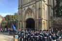 Parade of servicemen from RAF Honington and the voluntary band parading in Bury St Edmunds for Battle of Britain Day  Picture: ELLA WILKINSON