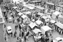 Market Day on the Cornhill, Bury St Edmunds, in August 1965