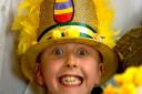 March 2006 - Children at Springfield Junior School in Ipswich hold an Easter Bonnet Parade.  Say cheese...Eight year old Andrew Carmichael