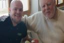 Terry Waite is a long-term supporter of Emmaus Suffolk and is pictured with the charity\'s chef Colton Bridgeman.
