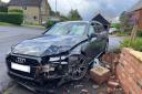 The crashed Audi in Newmarket on Monday morning