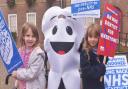Toothless in Suffolk campaigners taking part in a protest in Bury St Edmunds over the lack of NHS dentists