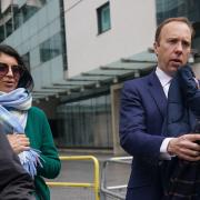 Health Secretary Matt Hancock with adviser Gina Coladangelo (left) outside BBC Broadcasting House in London in May. West Suffolk MP Hancock has been accused of having an affair with the adviser to his department.