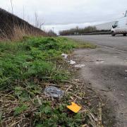 Litter along the A14 at Risby.