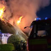 The fire completely destroyed the roof of this thatched cottage in Hengrave