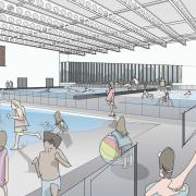 New CGI view of the pool hall at the Western Way hub in Bury St Edmunds
