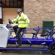 Bury St Edmunds Rickshaw has taken loan of a bicycle bus it is trialling to cut emissions and help children be more active