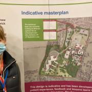 Jacqui Grimwood, estate development manager at West Suffolk NHS Foundation Trust, with the indicative masterplan for the planned future West Suffolk Hospital site