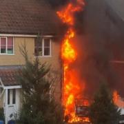 The fire in Ancells Close, Lawshall, on November 5 captured by a neighbour