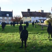 In total 41 men from Haughley died during WW1 and WW2 - the soldier silhouettes give a poignant representation of this loss ahead of armistice day