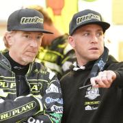 Jason Crump and team manager Ritchie Hawkins.