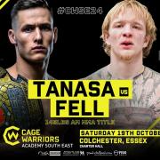 Champion George Tanasa, left, will defend his amateur featherweight belt against Contenders champ Jimmy Fell at Cage Warriors Academy South East 24 at the Charter Hall in Colchester in October. Picture: CWSE