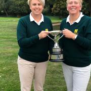 Jo Woodward (left) and Amanda Norman of Felixstowe Ferry who won the Haskell Trophy. Photograph: ANN SPENCER