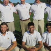 The Suffolk first team who beat Leicestershire: Back (from left): James ODoherty, Sam Debenham, Jack Cardy (captain), James Biggs and Paul Waring. Front: Calvin Sherwood, Adam Sheldrake and Habebul Islam. Photograph: TONY GARNETT
