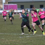 Lucy Kerr on her way to a try for the Bury Foxes against the Harwich Owls. Picture: SHAWN PEARCE
