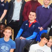Paralympian rugby star Andy Barrow is visiting students at West Suffolk College.