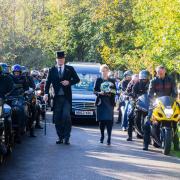 Around 50 bikers gathered in Ipswich on Friday for the funeral of fellow biker Maurice Brame from Tostock.