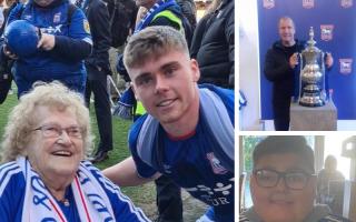 Ipswich Town remembers fans who passed in 2023. From left: Irene Davey, Peter Taylor and Mason Fountain.